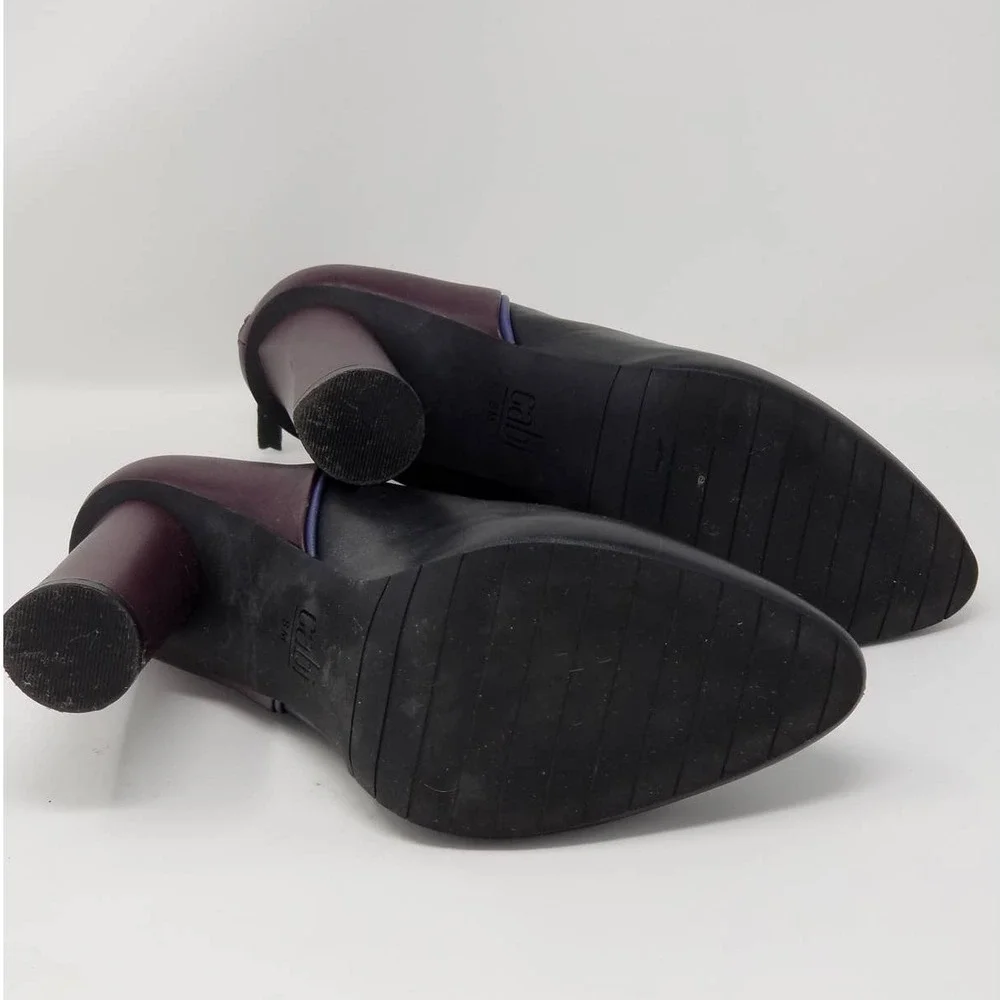 Cabi Bisset Bootie Size 8 Ankle Boots Block Heels Back Zip Two Tone Black Purple